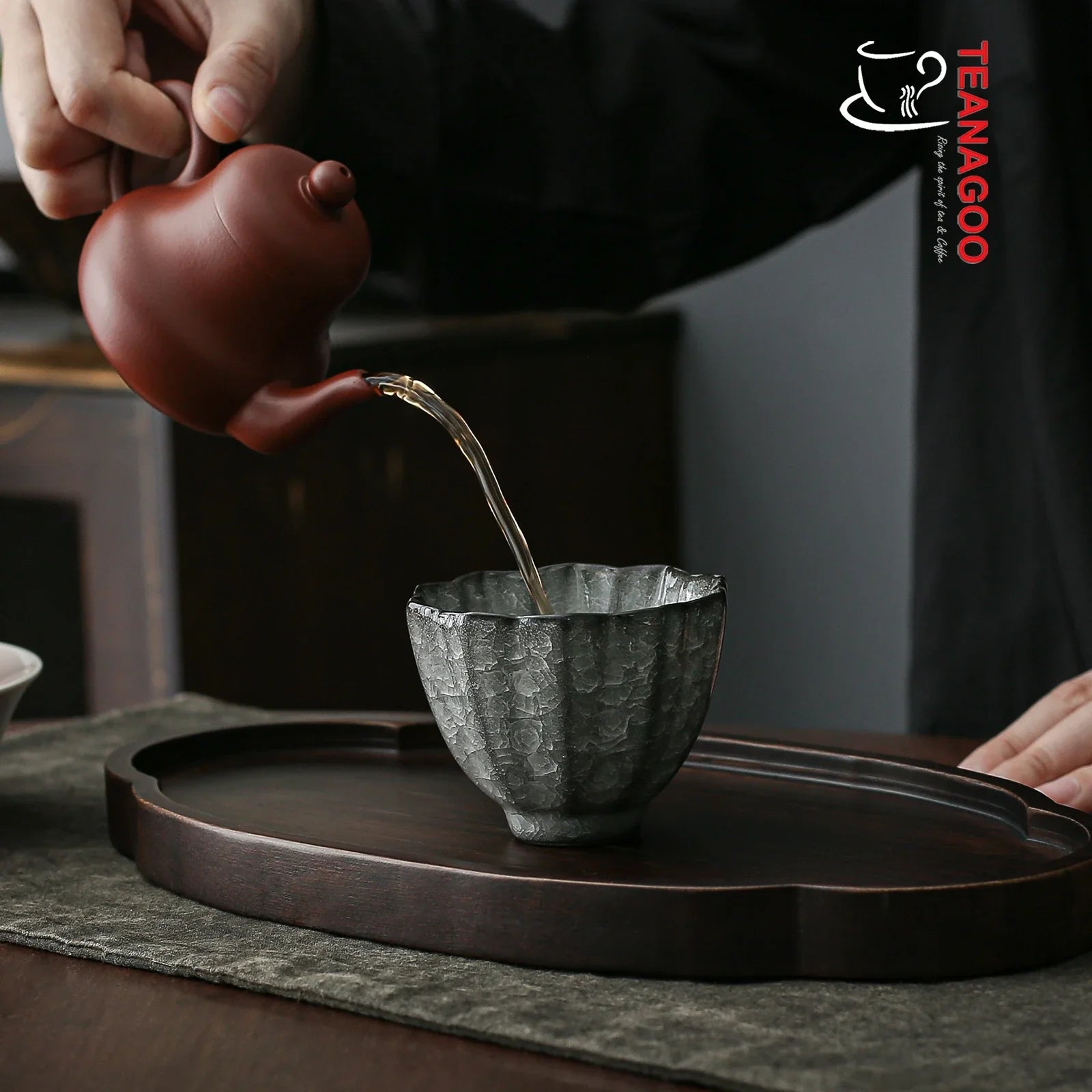 Handmade ceramic teacup ice cracked tenmoku cup 80ml