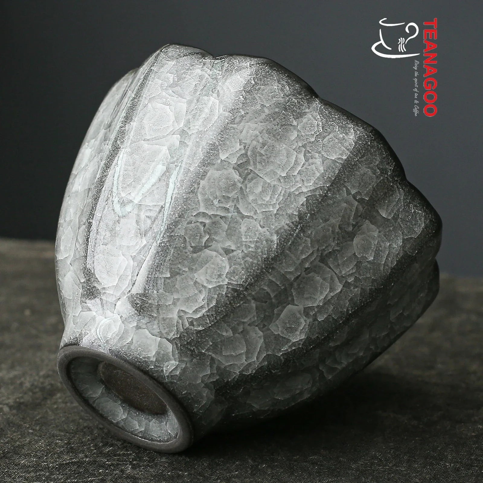 Handmade ceramic teacup ice cracked tenmoku cup 80ml