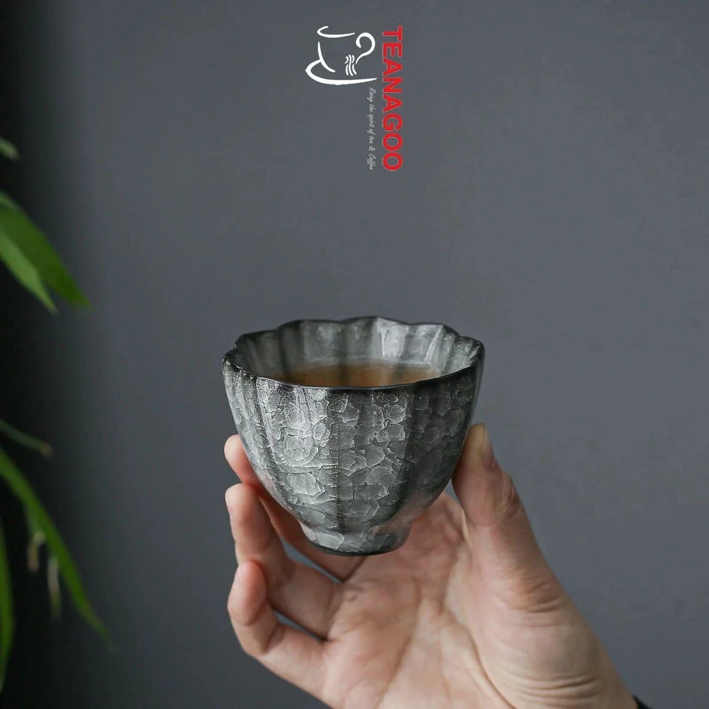 Handmade ceramic teacup ice cracked tenmoku cup 80ml