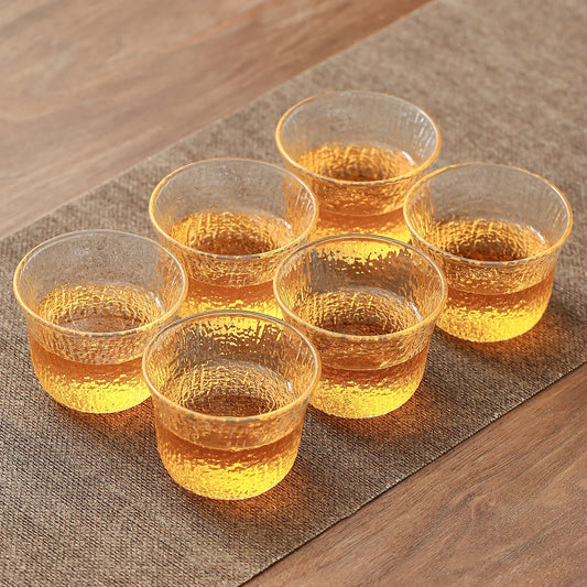 Handmade delicate glass tea cups set as gifts 6 pcs for one set
