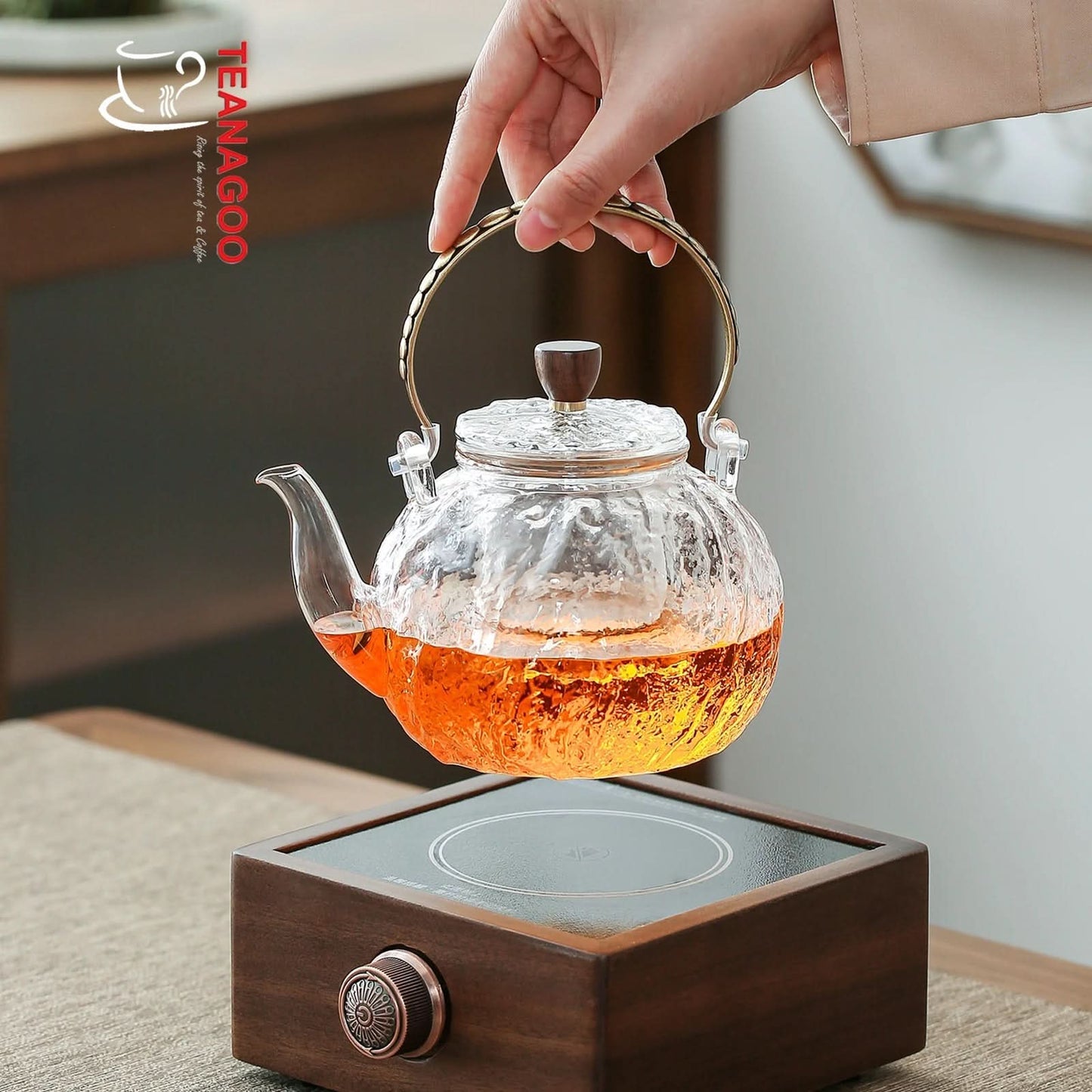 Glass Heat-Resistant Teapot With Wooden Handle – lotatea