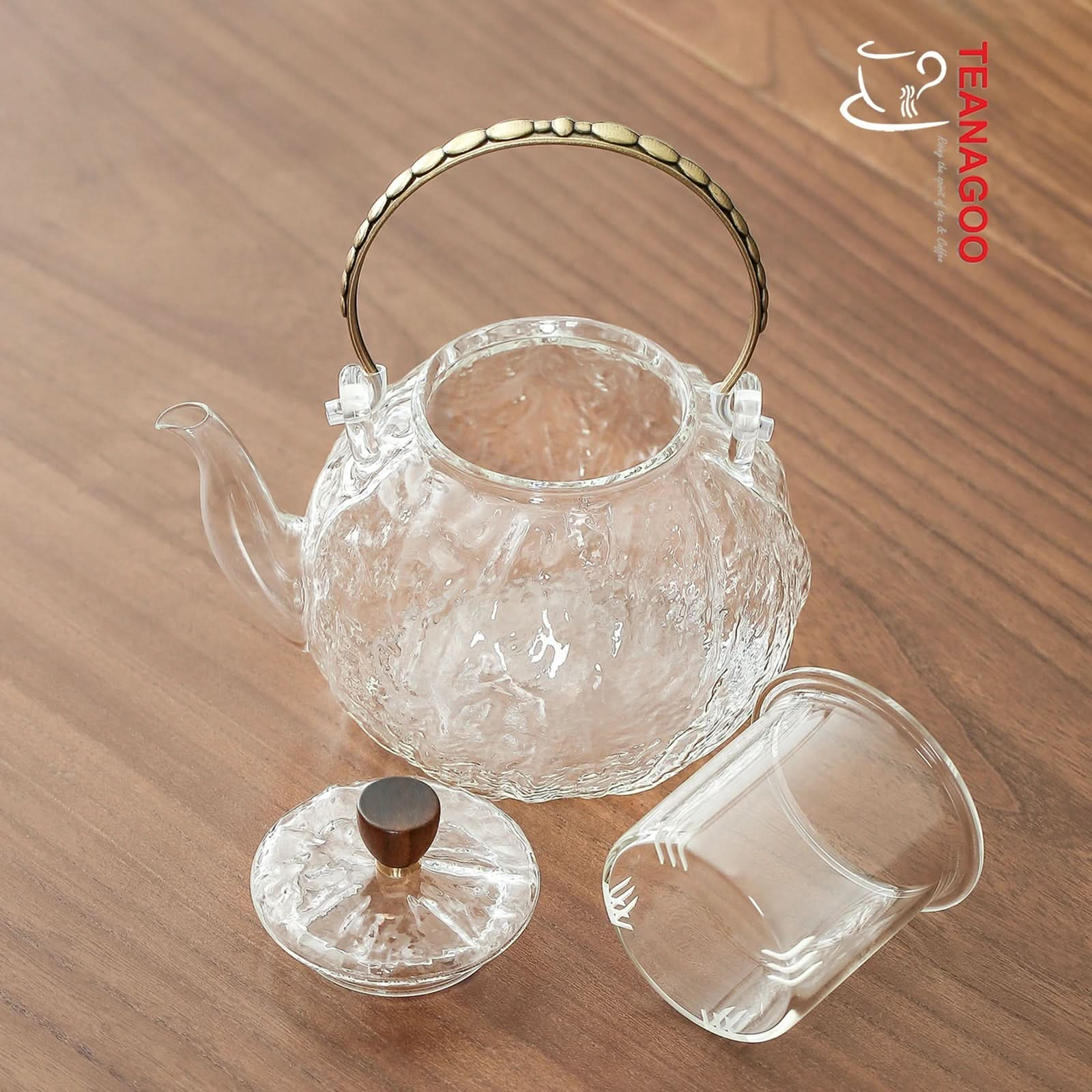 TOPONE Handle Glass Teapot Heat-Resistant Teapot Flower Tea Kettle Lar