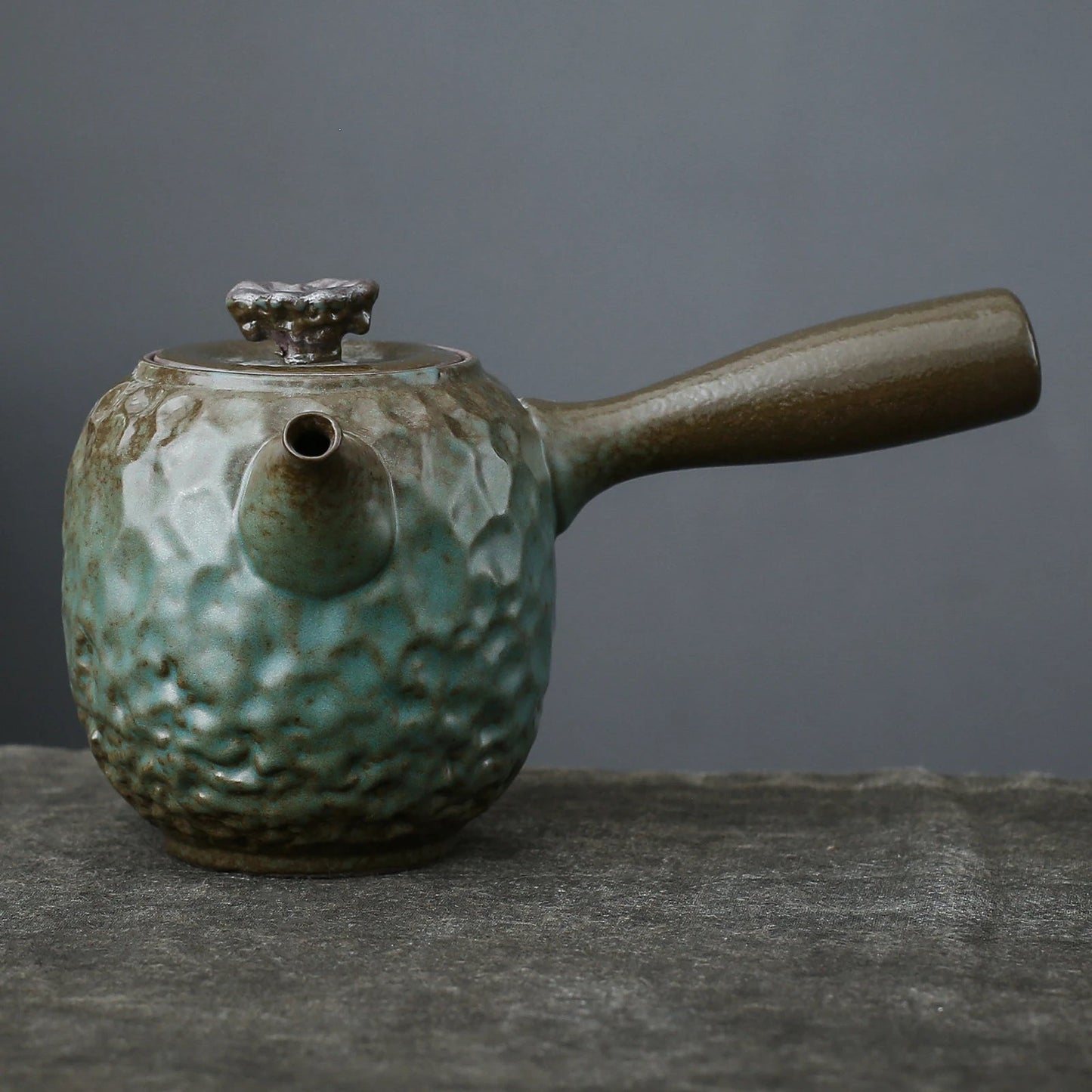 Japanese Cyan Glazed Gongfu Teapot Handmade Ceramic Tea ware