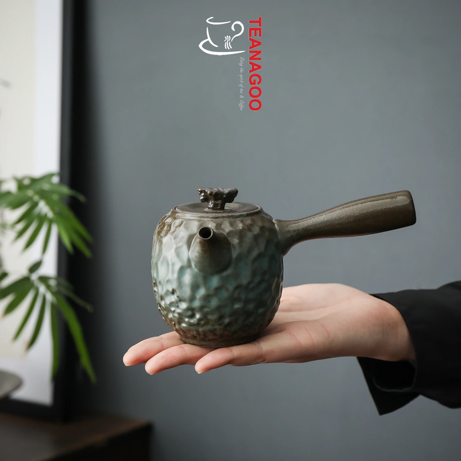 Japanese Cyan Glazed Gongfu Teapot Handmade Ceramic Tea ware