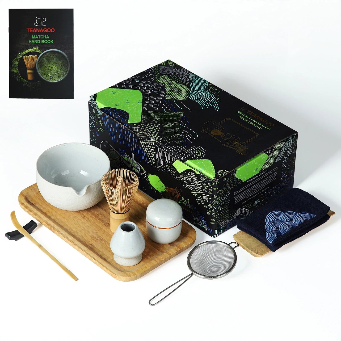 Luxury Japanese Matcha Ceremony Set,11pcs/set,with Bamboo Tea Tray & Canister,O2