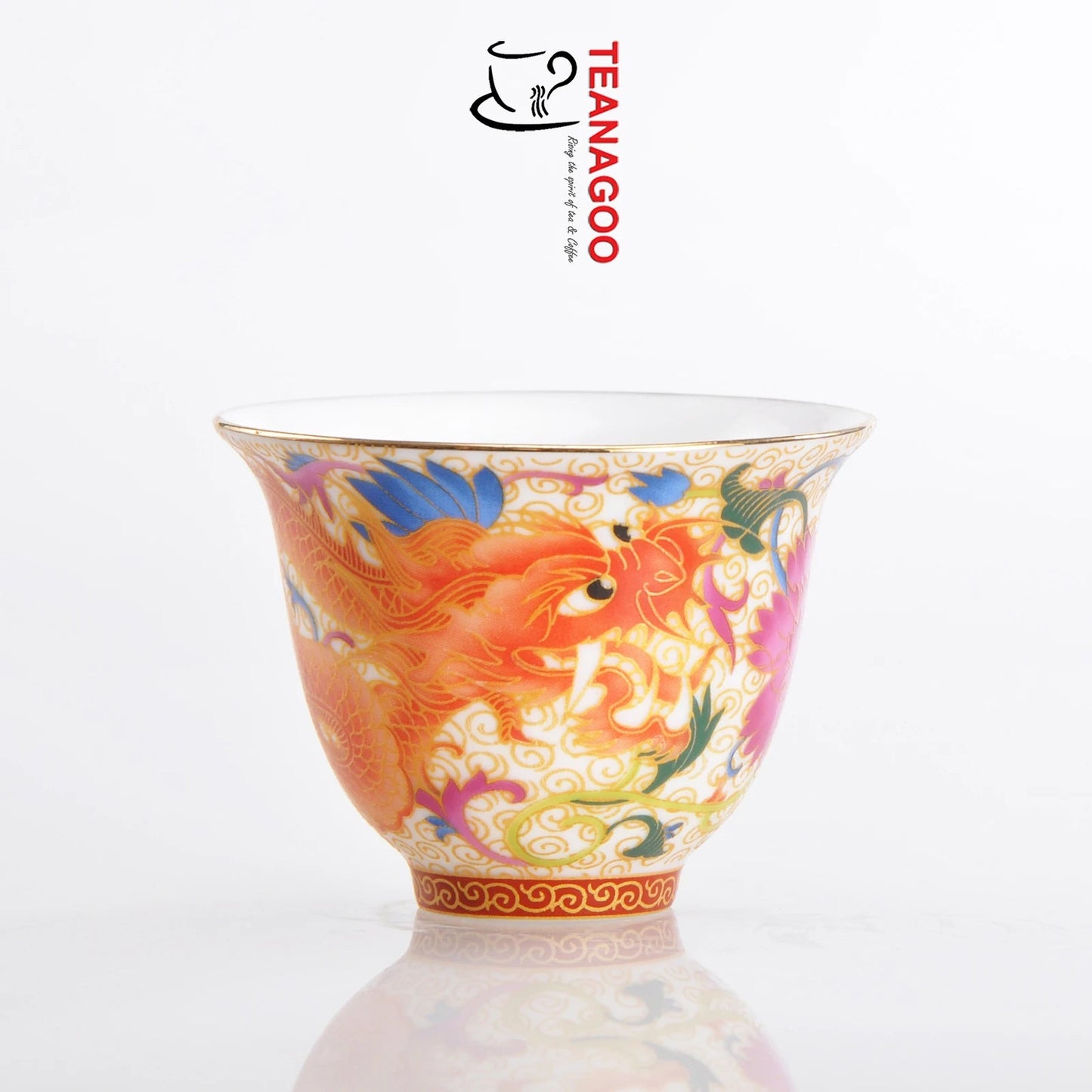 Porcelain Chinese Tea Cups, Dragon Phoenix, 50 ML / 1.8 OZ