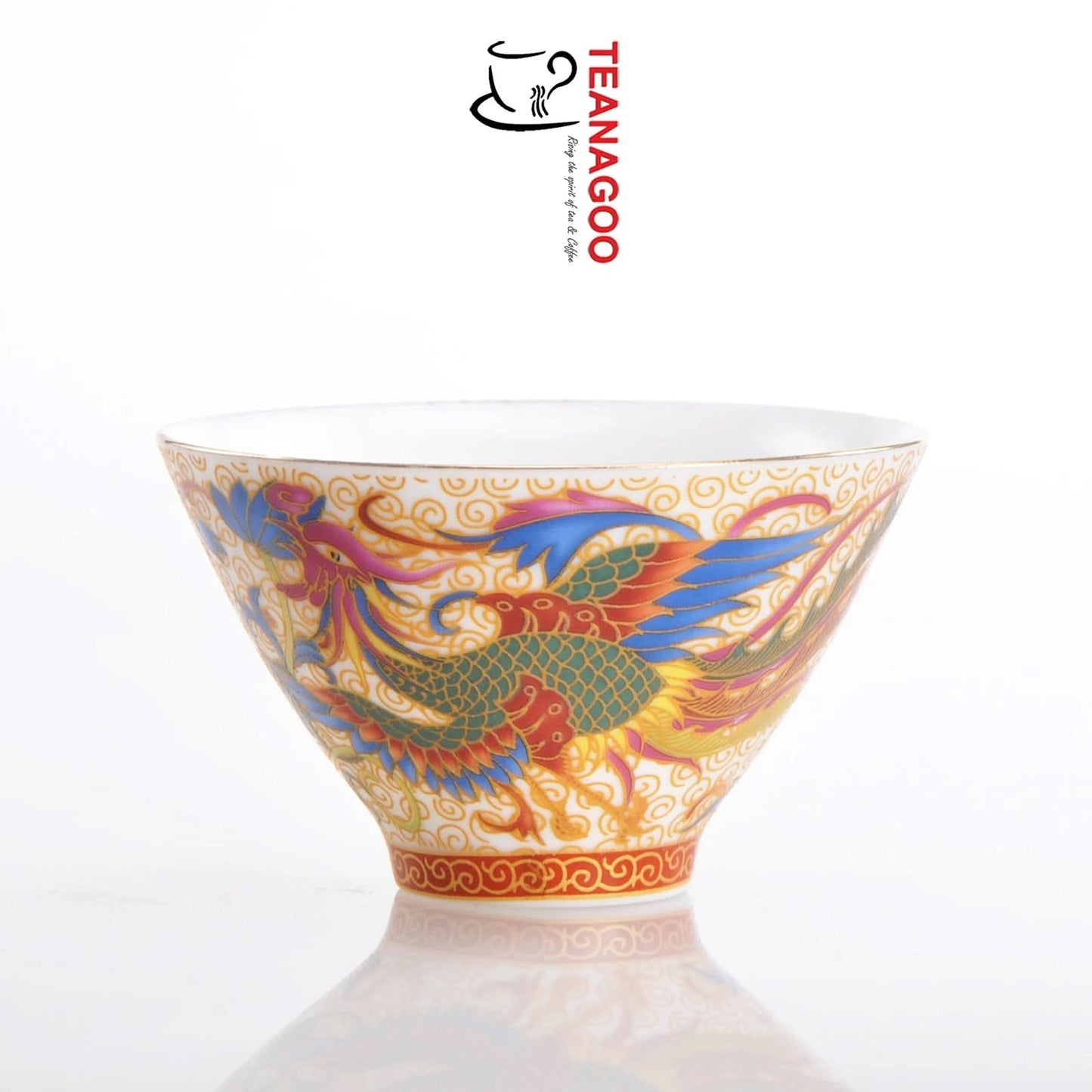 Porcelain Chinese Tea Cups, Dragon Phoenix, 50 ML / 1.8 OZ