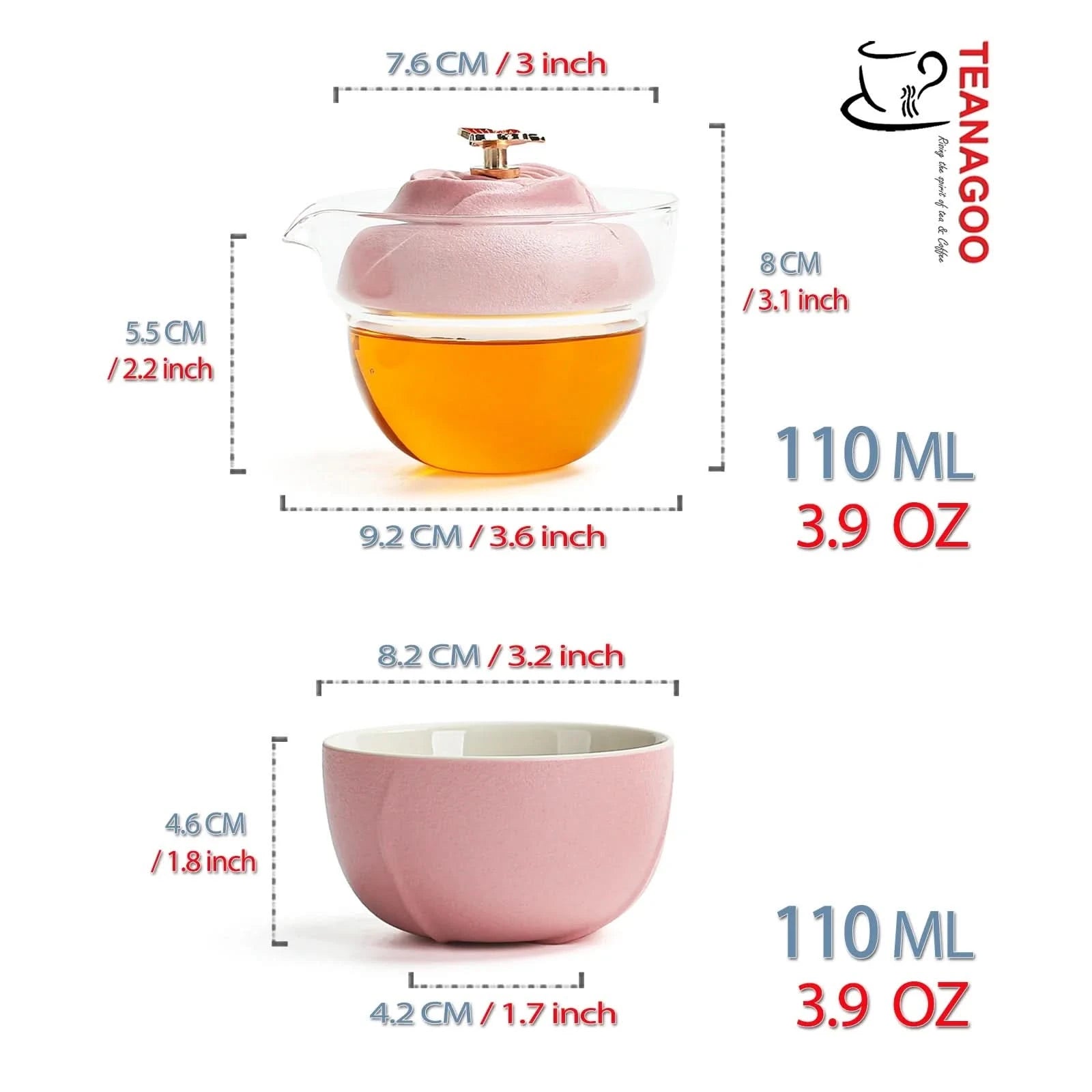 Portable ceramic and glass private travel tea set with carrying bag