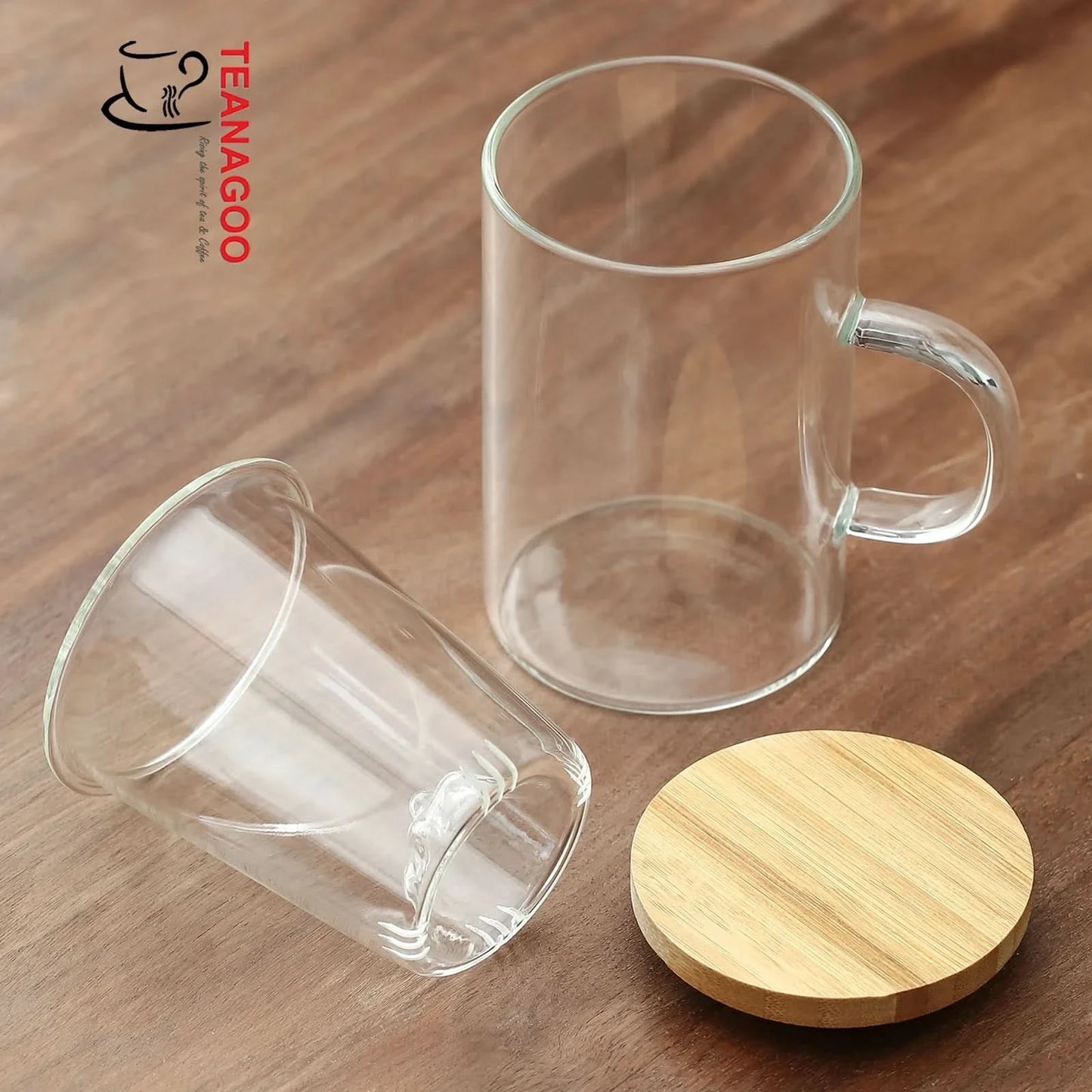 handmade portable glass infusion tea mug 390ml with lid and filter