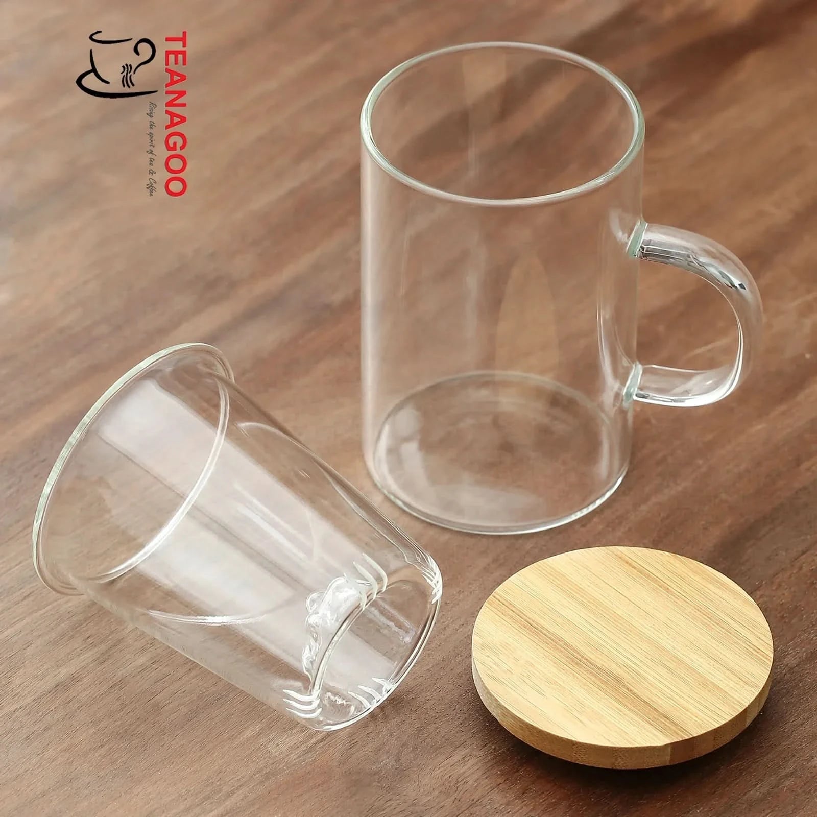 Portable glass infusion tea mug 390ml with lid and filter