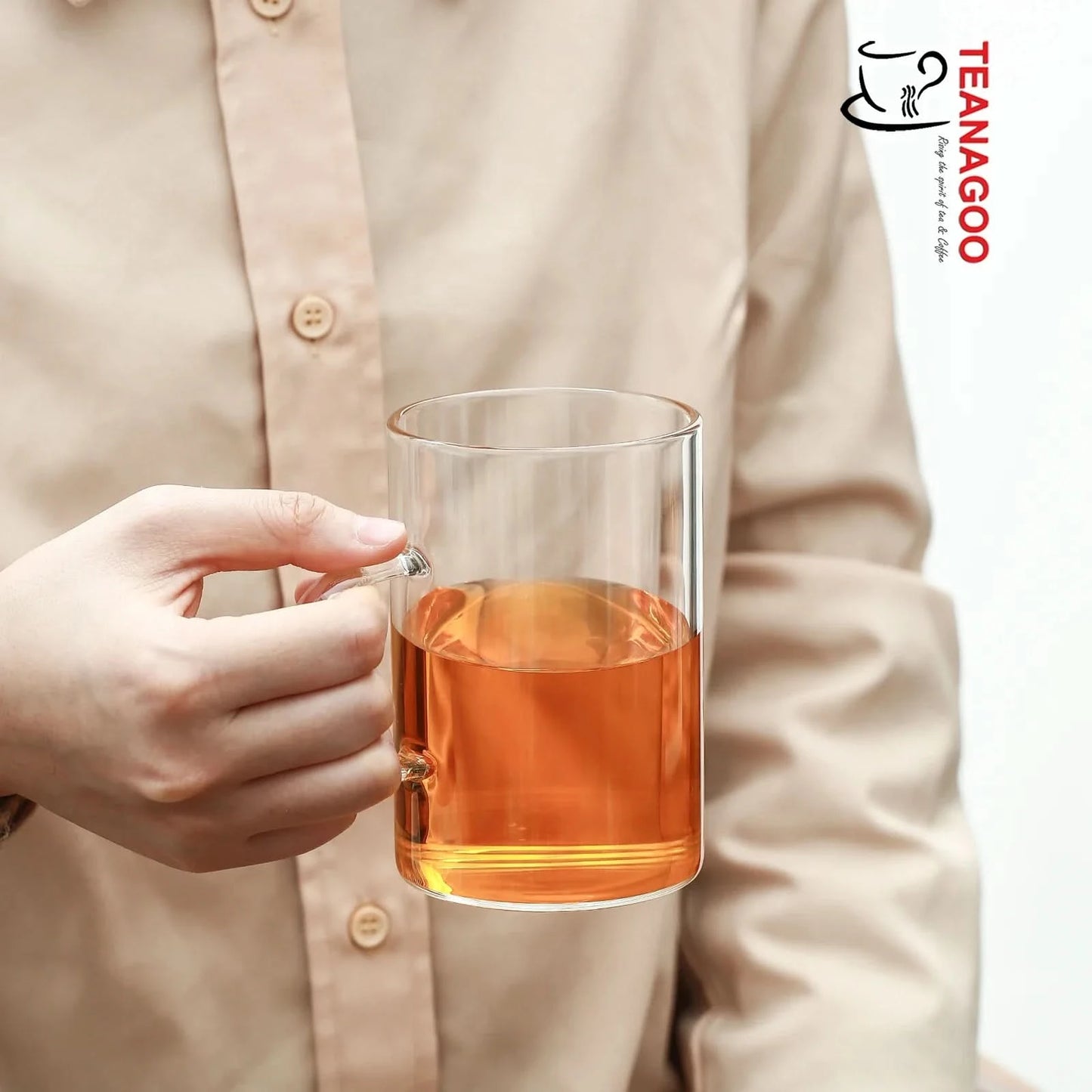 handmade portable glass infusion tea mug 390ml with lid and filter