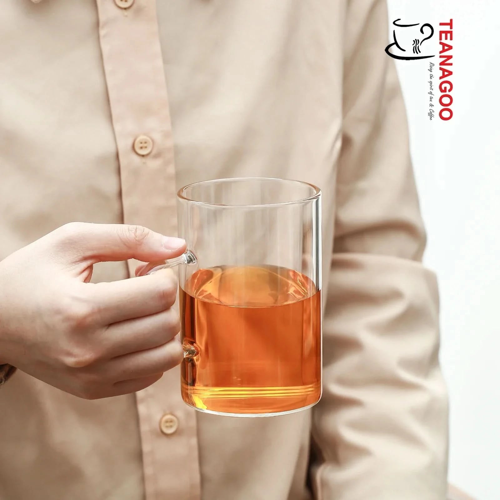 handmade portable glass infusion tea mug 390ml with lid and filter
