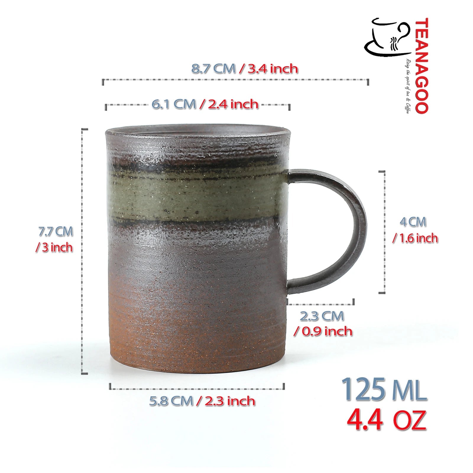 Pottery Clay Tea Cup Handcrafted Ceramic Coffee Mug 125ml