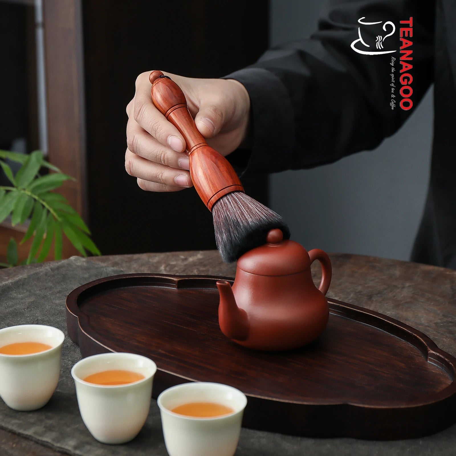 Rose Wooden Tea Pot Brush Chinese Kungfu Tea Ceremony Accessories TEANAGOO Bamboo Tea Brush