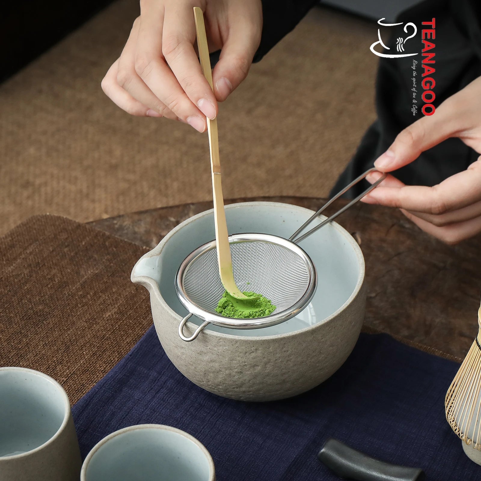 Japanese Matcha Ceremony Set 10pcs, Tea Bowl Whisk Set+2Cups |TEANAGOO Dk.Grey