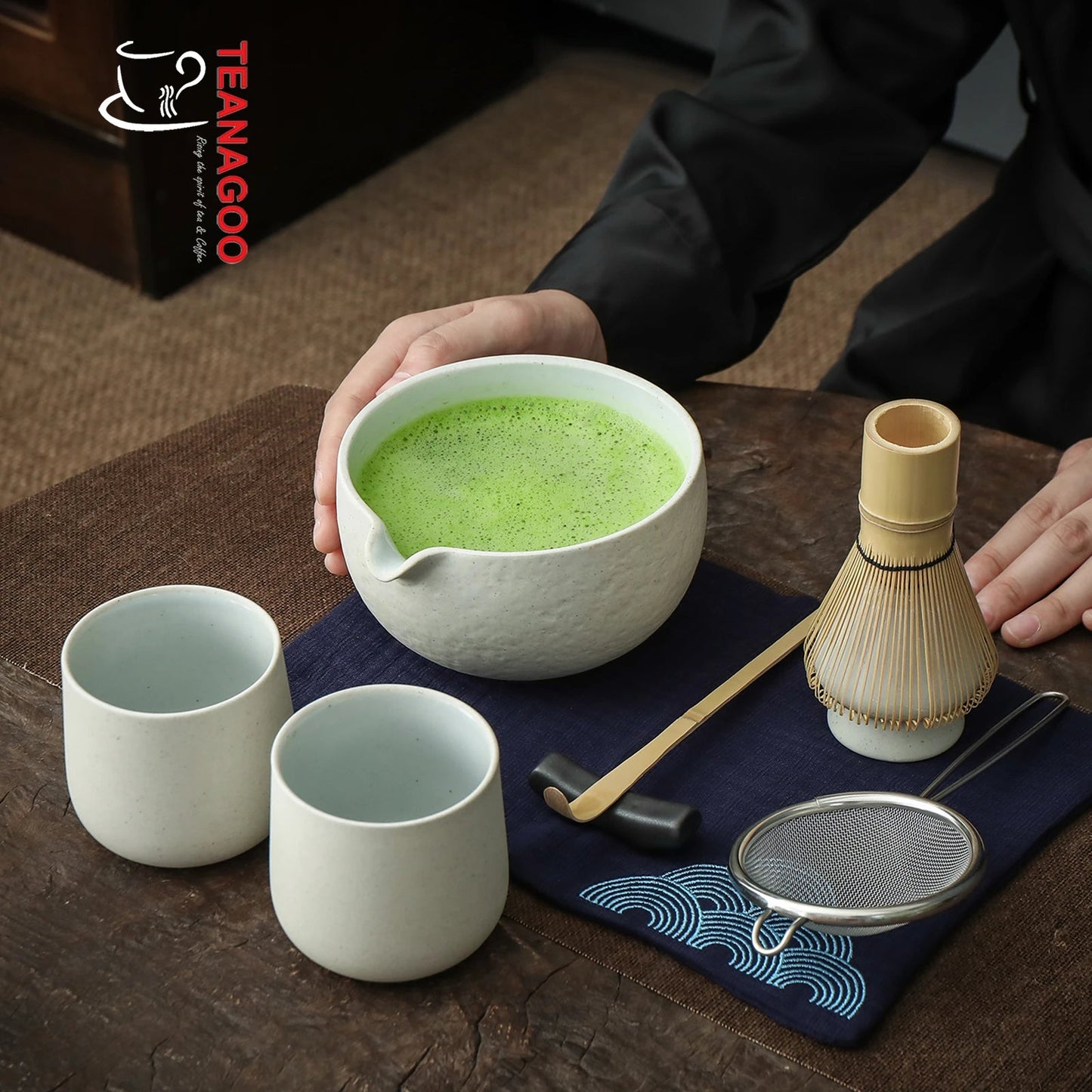 10-Pcs Matcha Kit Set, Whisk and Bowl with Spout & Measuring Spoon,  Japanese Tea Making Tools