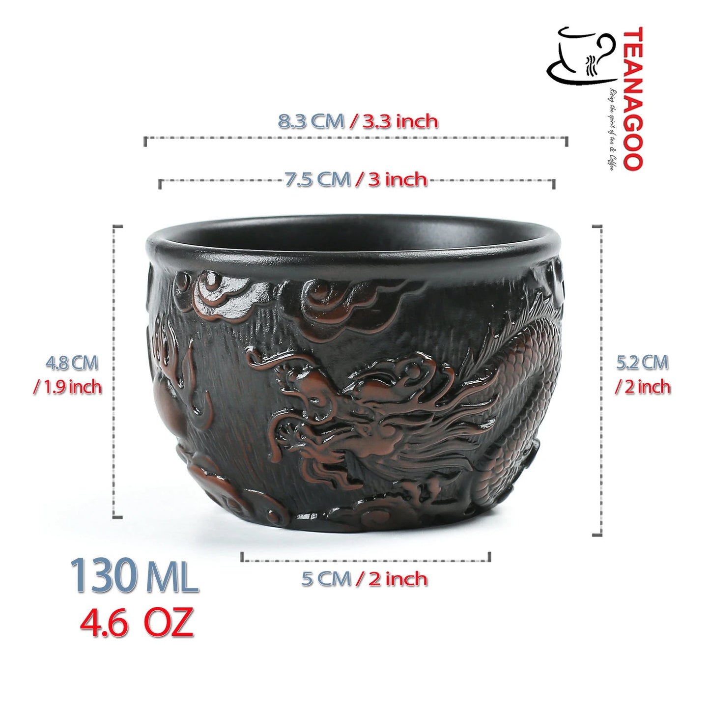 Hand-carved Dragon Purple Clay Teacup Ceramic Tea Cup