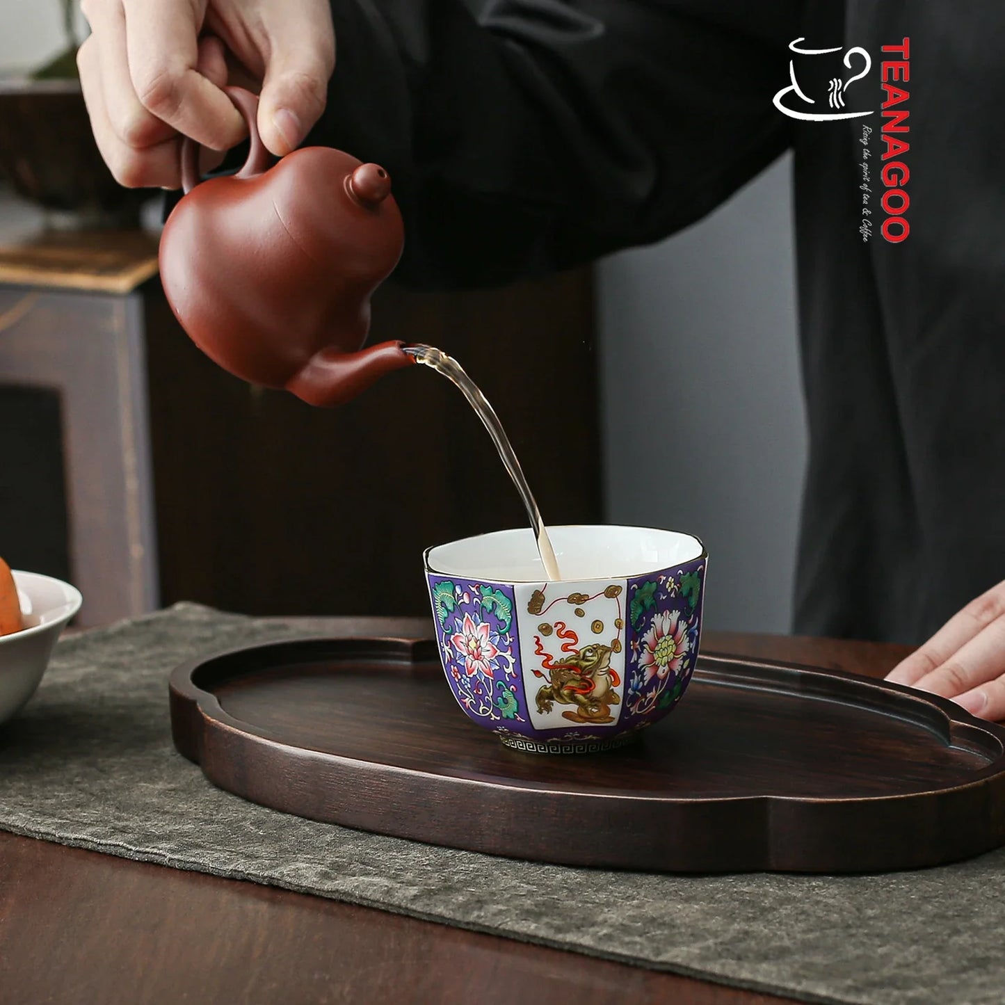 handmade Chinese enamel porcelain octagonal tea cup 145ml