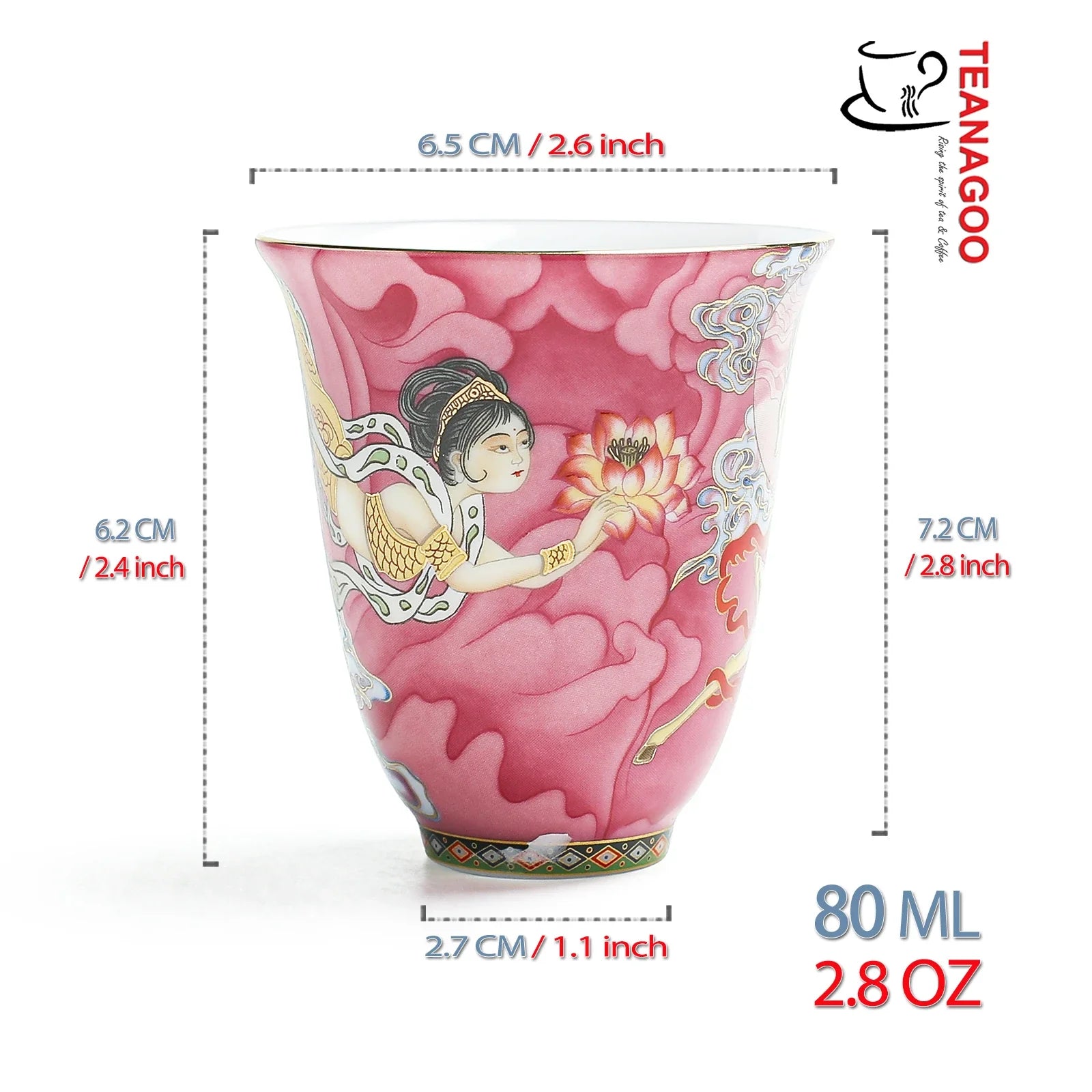 handmade porcelain teacup 80ml Chinese myth fairy ceramic cup