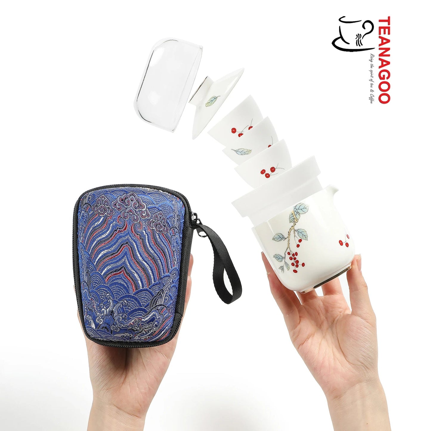 Portable Mini Travel Tea Set-Cherry Porcelain (TS07)