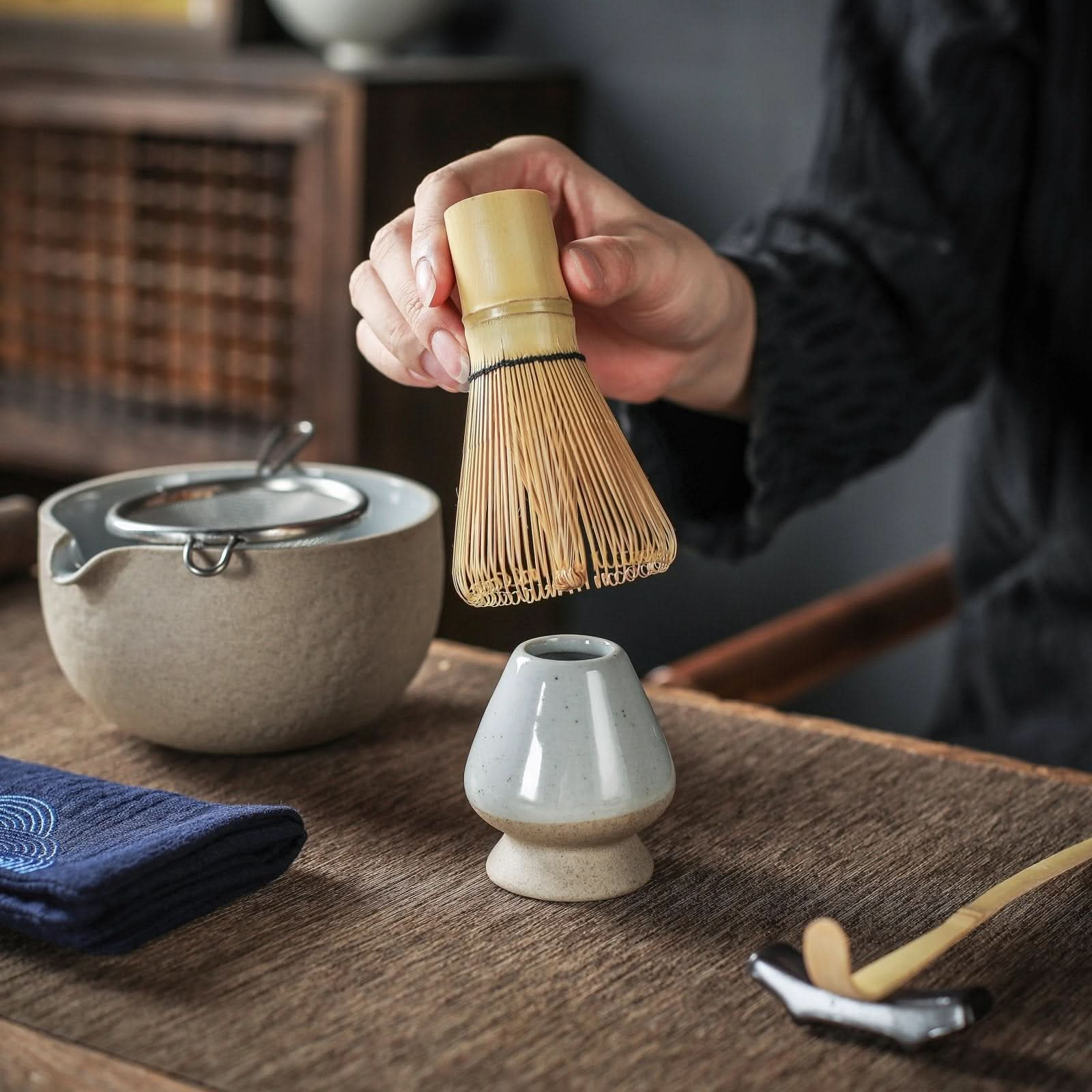 Japanese Matcha Ceremony Set, 8pcs/set, Pouring-Spout Bowl | TEANAGOO Lt.Grey