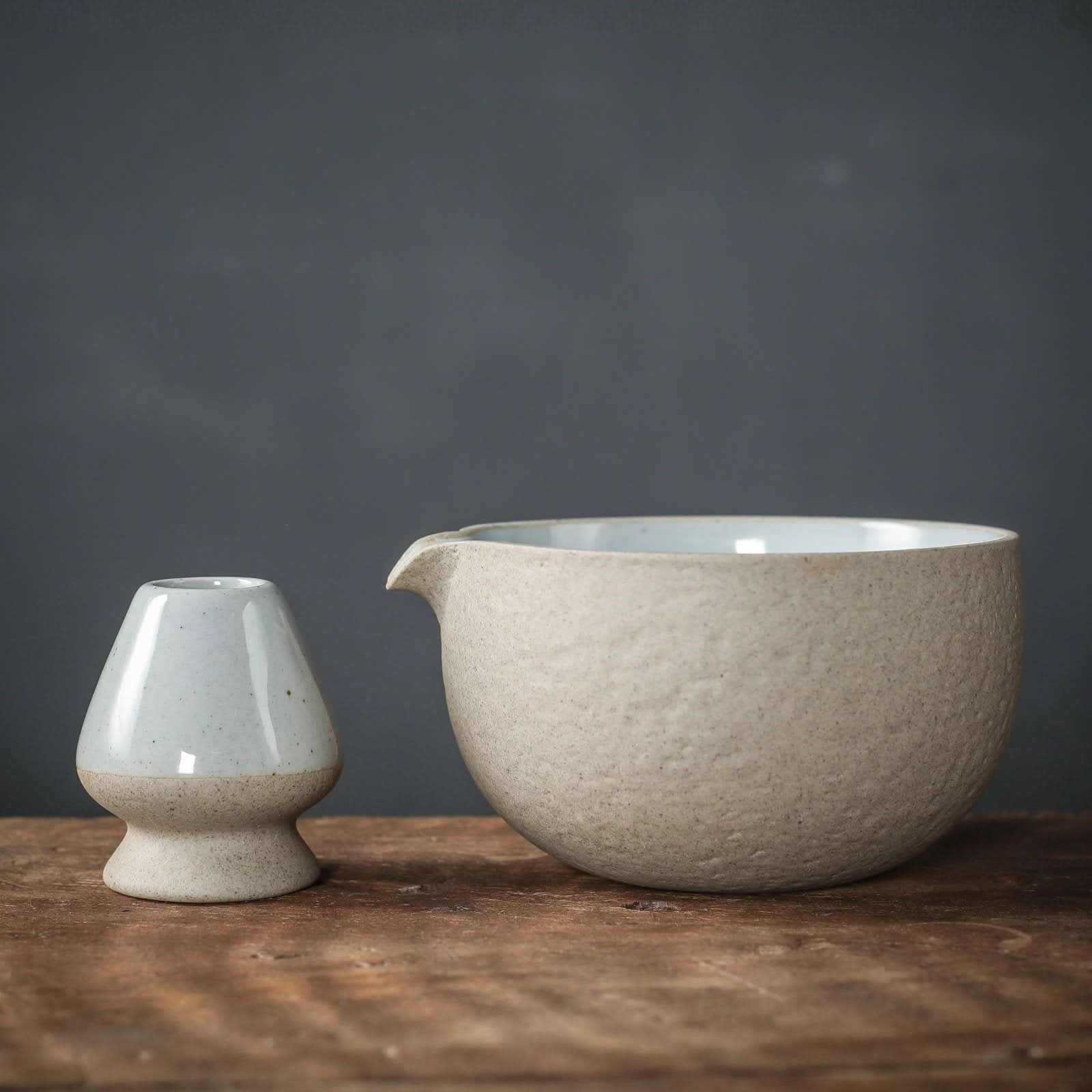 Ceramic Matcha Bowl Gift Set, Speckled Green and White, Bowl With Spout,  Whisk Holder Stand, Scoop, Japanese Chawan and Chasen 