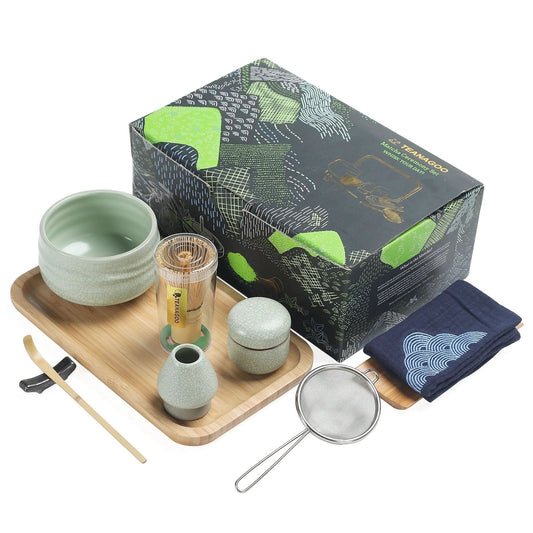 Luxury Japanese Matcha Tea Set with Bamboo Tea Tray & Canister, Various Color - TEANAGOO