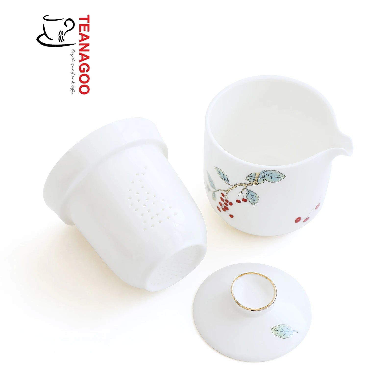 Portable Mini Travel Tea Set-Cherry Porcelain (TS07) - TEANAGOO